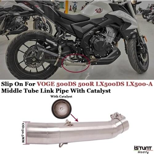 Motorcycle Escape Exhaust For VOGE 500DS 500R LX500DS LX500-A Modified 51mm interface Middle Link Pipe With Catalyst