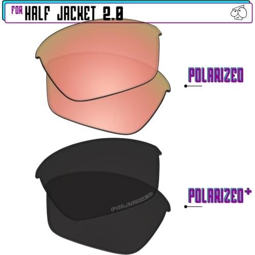 EZReplace Polarized Replacement Lenses for - Oakley Half Jacket 2.0 Sunglasses - BlackP Plus-RoseP
