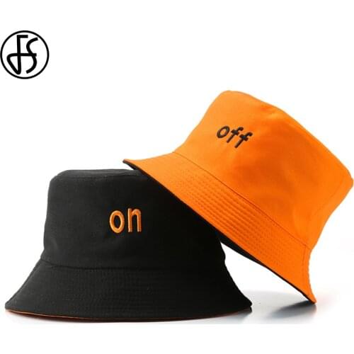FS Summer Double-sided Cotton Letter Panama Cap Streetwear Hip Hop Bucket Hats For Women Men Sunscreen Fisherman Hat Bob Femme