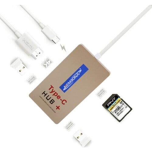 KEMBONA Type-C USB 3.0 Hub Adapter with 4K HDMI HD Output 2 USB 3.0 ports, SD Card slots,a Charging port for MacBookPro