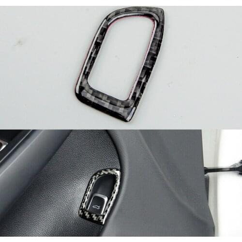 Car Rear Trunk Button Switch Trim Frame Cover Black Carbon Fiber Fit For Audi A4 2009 2010 2011 2012 2013 2014 2015 2016