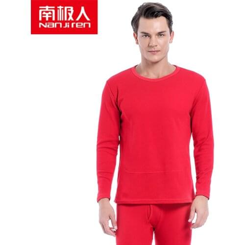 NANJIREN Men Thermal Underwear Sets Winter Thick Thermo Underwear Red Casual Long Johns Set Male Thermal Sleepwear Home Clothes