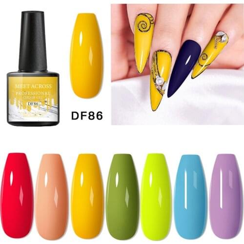 MEET ACROSS Pure-Color Nail Gel 8ml Colorful Spring and Summer Soak Off UV Nail Art Gel Polish Gel Varnish
