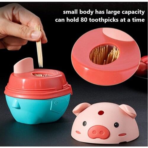Mini Piggy Automatic Pop-up Toothpick Holder Portable Toothpick Container Restaurant Kitchen Table Decor Toothpick Storage Box