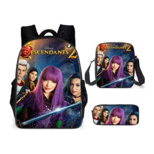 3PCS School Bag Set Descendants 3 Printing School Backpack For Teenagers Boys Girls Student Travel Book Bag Schoolbags