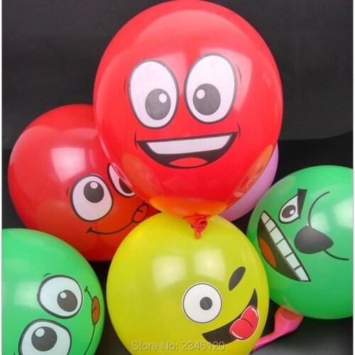 NASTASIA 50pcs /lot 12inch 2.8g big eyes smiling face balloon thick balloon printing BALLOON Birthday wedding decoration