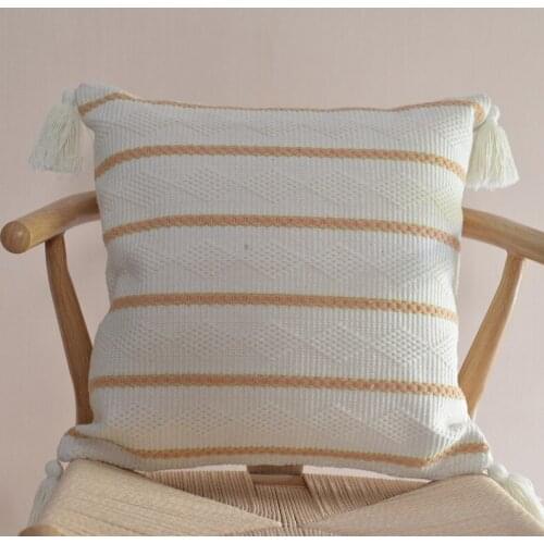 DUNXDECO Cushion Cover Decorative Square Pillow Case Morocco Stripe Geometric Tassels Modern Home Sofa Chair Bedding Coussin