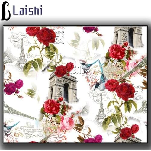 Latest Diamond Painting Landmark buildings, creative iron towers and roses Full square Diamond mosaic Valentines Day gift