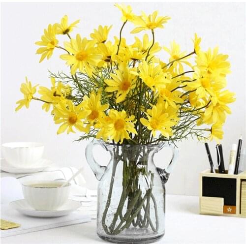 New 3 Fork/bunch Artificial Dutch Daisy Simulation Flower Wedding Party Decoration Flower DIY Home Christmas Decor Fake Flowers