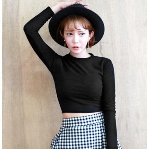 MRMT 2021 Brand New Autumn Winter Womens T Shirt High Waist Thin Slim Short T-shirt for Female Long Sleeve Tops Tshirt