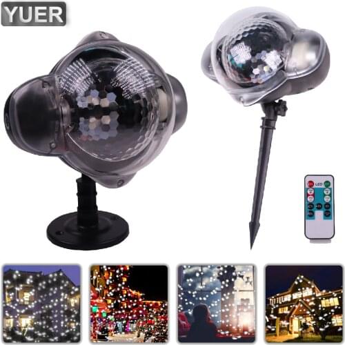 NEW 2X3W Christmas Pattern Snow Projector Outdoor Indoor Projection Lights Party Decor Falling Snow Lamp Stage New Year Wedding