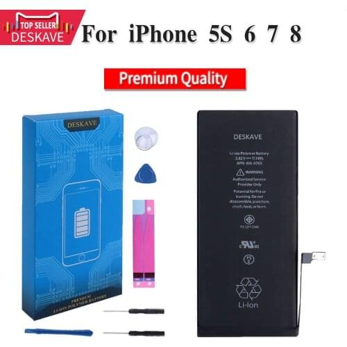 100% New Original Battery For iPhone 5S 6 7 8 High Capacity Phone Polymer Internal Bateria Replacement Batteries for iPhone 6 7
