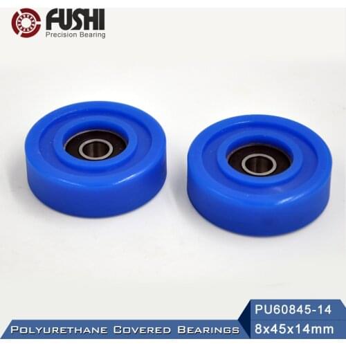PU 608 Polyurethane Covered Bearing 8*45*14 mm ( 2 Pcs ) Shaft 8mm PU60845-14 Urethane Cover PU608 Bearings