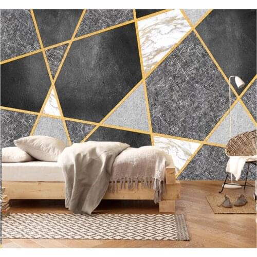 XUESU Customized wallpaper modern minimalist mosaic geometric marble TV sofa background wall 8D waterproof wall covering