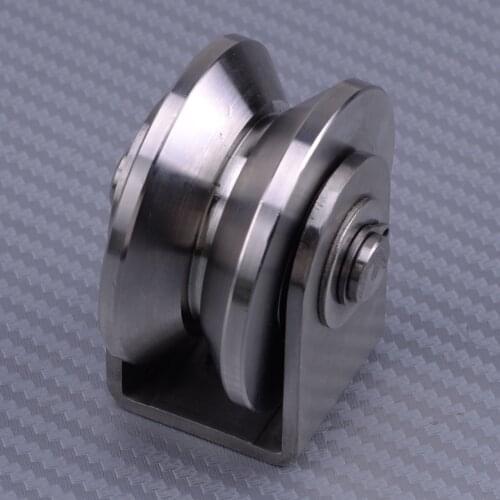 Industrial V Type Heavy Duty Fixed Lifting Guide Pulley Wheel Silver Stainless Steel
