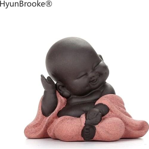 Dropshipping Tea pet Ceramic Lovely Buddha statues Monk Sand Tea Pet High Qulity Purple Tea Pet Tea Set Fitting Hand Decoration