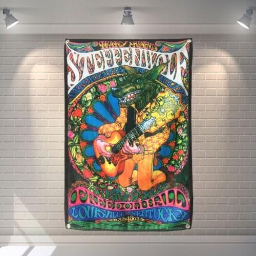 "Psychedelic" Hippie Music Poster Scrolls Bar Cafes Home Decoration Banners Hanging Art Waterproof Cloth Decoration