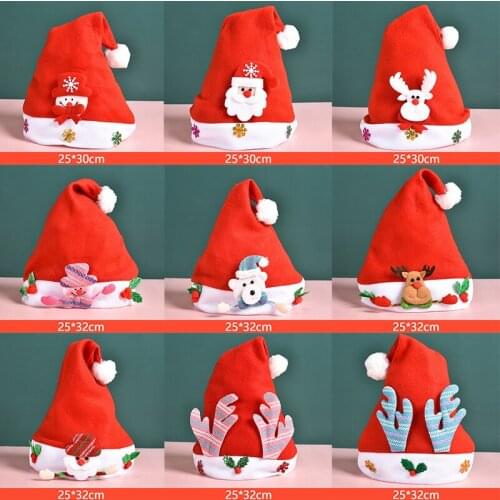 Christmas Hat Xmas Hats Thick Plush Warm Gift for Kids Children Adult Santa Deer Snowman Christmas Decor 2022 New Year Gift