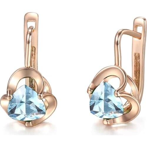 New 585 Rose Gold Earrings for Women Ladies Girl Flower Green Blue Natural Zircon Dangle Earrings Party Jewelry GEM33