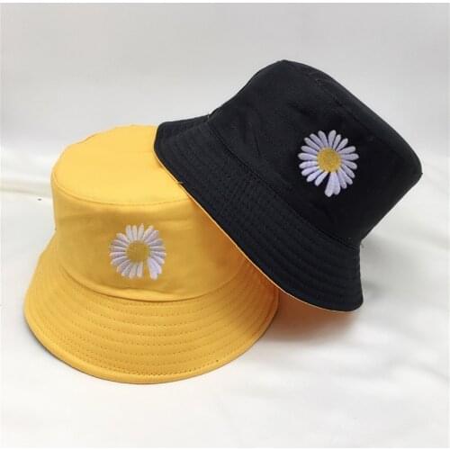 Summer Sun Hat Womens Bucket Hat Reversible Cotton Embroidery Sunscreen Fisherman Hat Men Women Beach Travel Outdoor Panama Cap