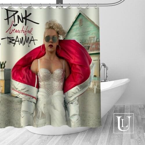 ShunQian P!NK Star Custom Shower Curtain Polyester Fabric Bath Screens Curtains For Bathroom 3D Waterproof Bath Curtain Hook