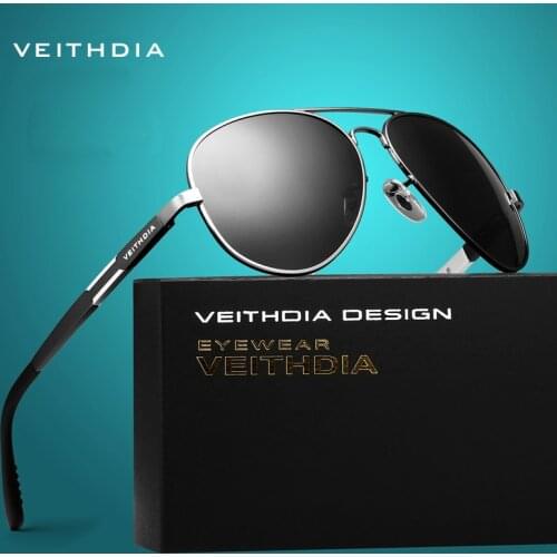 VEITHDIA 2020 Pilot Aluminum Mens Sunglasses Polarized UV400 Lens Sun Glasses Male Classic Glasses for Driving 6695
