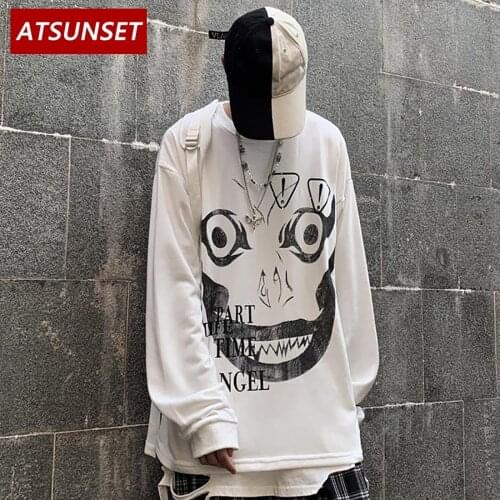 ATSUNSET Death Note Print Sweatshirt Hip Hop Streetwear Harajuku Hoodie Autumn And Winter Cotton Pullover Top