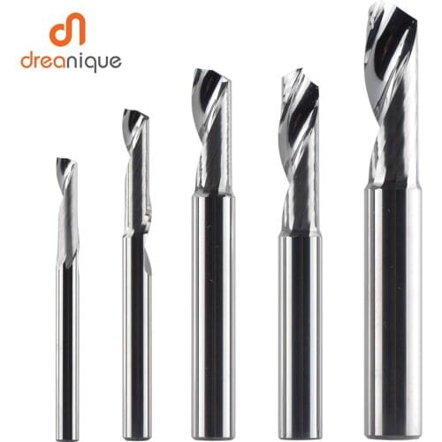 Dreanique 1pc 3.175 4 6 8mm CNC Single Flute Solid Tungsten Carbide Alloy End Mill, Milling Cutter for Aluminium