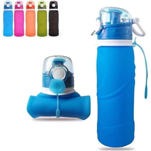Fietsen Water Fles 750ML Wandelen Waterbottle Opvouwbare 750ML Food Grade Siliconen Materiaal Inklapbare Bike Sport Thuis
