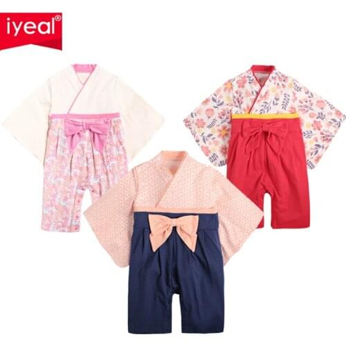 Japanese Kids Kimono Style Baby Girls Boys Clothes Toddler Infant Cotton Kimono Boys Jumpsuit Newborn Costume