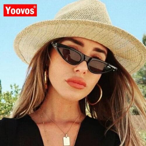 Yoovos 2021 Small Frame Sun Glasses Women Cat Eye Candy Color Triangle Sunglasses Vintage Outdoor Fashion Goggles Oculos De Sol