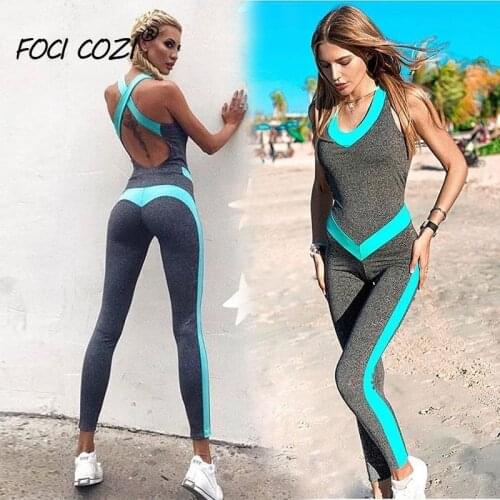 Gray Patchwork Bodysuits Women Summer 2020 Stitching Bodycon Elegance One Piece Jumpsuits Sexy Backless Romper Playsuits