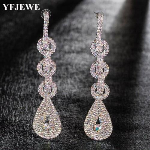 YFJEWE Brand Crystal Drop Earrings Women Handmade Long Tassel Earrings Boho Large Dangle Earrings Party Gift E515