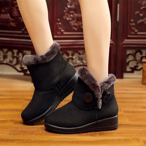 Jinsen Aite Winter Snow Boots for Women Waterproof Plus Size Fashion Casual Mother Shoes Plush Warm Flat With Ankle Boots JS765