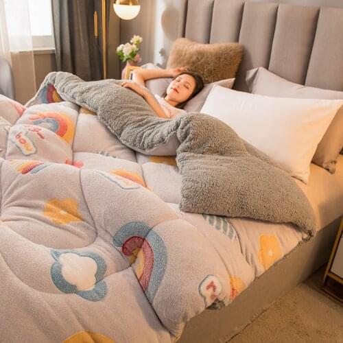 1PCS Lamb cashmere velvet Fabric warm winter wool quilt thicken comforter duvet blanket king queen size double Cashmere