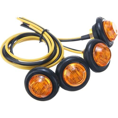 10pcs 12V Car Auto LED 3/4" Round Trailer Side Marker Lights Front Rear Trucks Clearance Lights Lamp Bullet Amber Yellow Parts