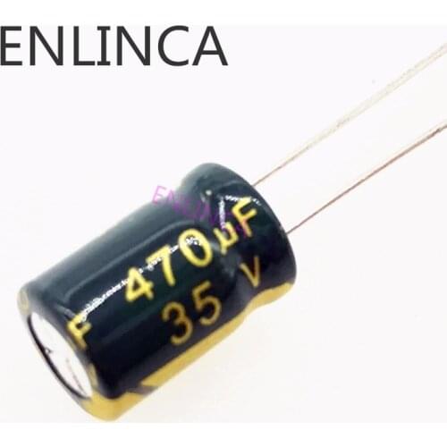 10pcs/lot P82 Low ESR/Impedance high frequency 35v 470UF aluminum electrolytic capacitor size 8*12mm 470UF35V 20