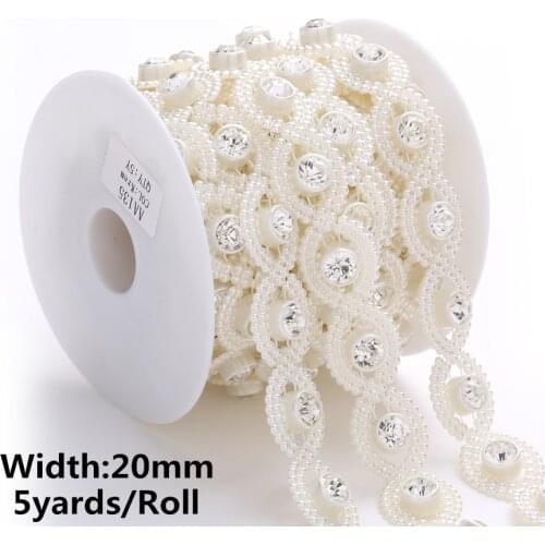 10yards/5yards Crystal Rhinestone Ivory ABS Pearl Chain Banding Trims Sewing Costume Applique 29 Designs Choose