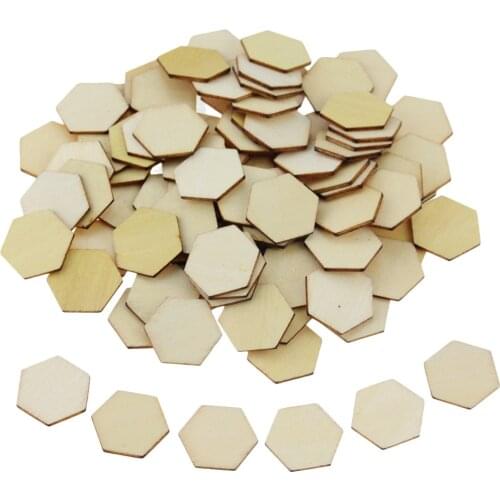 100pcs 10MM 20MM Beech Wooden Hexagonal Pieces Ornaments Wooden Shapes Ornaments Embellishment DIY Crafts Decorations