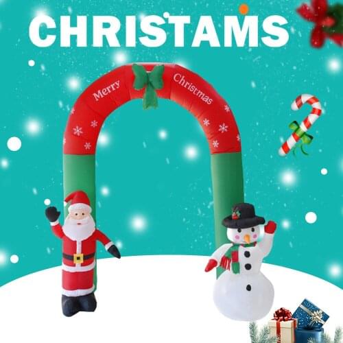 2.4m Giant Christmas Archway LED Light Santa Snowman Inflatable Christmas Yard Decoration Arch Gate Mall Christmas Party Props