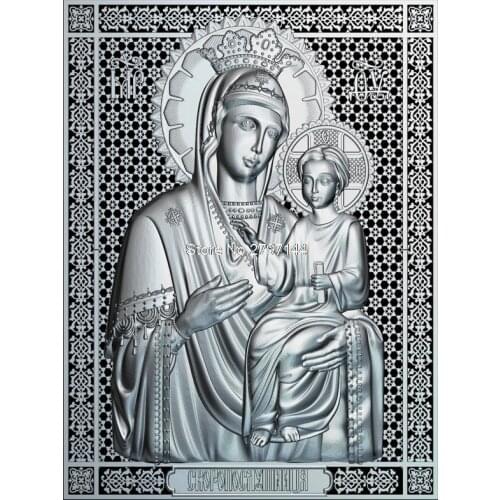 Mother of God Icon Skoroposlushnitsa 3D model relief figure STL format Religion 3d model relief for cnc in STL file format