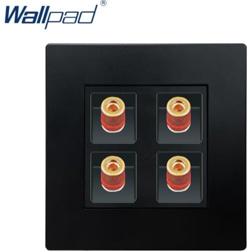 4 Audio Socket Black Wallpad Luxury Wall Outlet Sockets PC Panel