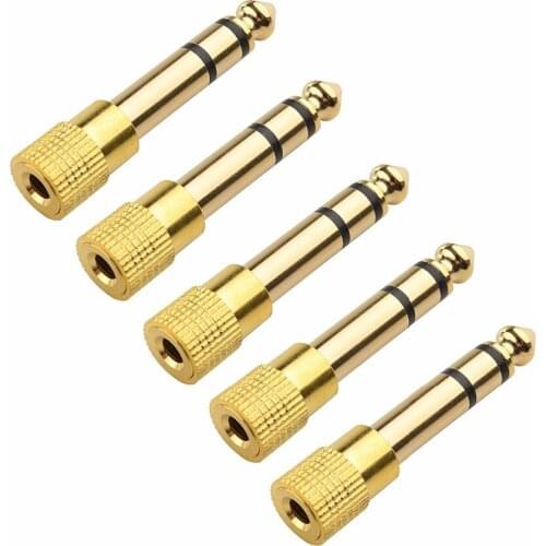 5pcs/lot Gold Plated 6.3mm (1/4 inch) to 3.5 mm Male to Female Stereo Adapter