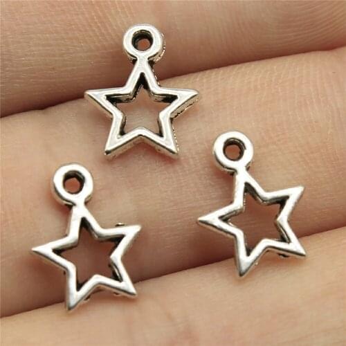 50pcs 12mm Antique Silver Color Antique Bronze Cute Star Charms Tiny Star Charms Five-Pointed Star Charms