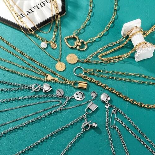 ZWC Chain Necklace For Women Stainless Steel Cuban Classic Chain Choker Mens Women Jewelry Gold & Silver Color Necklace Gift