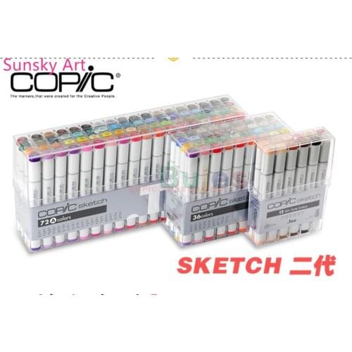 Original Japan COPIC Sketch 2 24/36/72color Double head Square head 6mm/soft head alcohol oil cartoon design marker art supplies