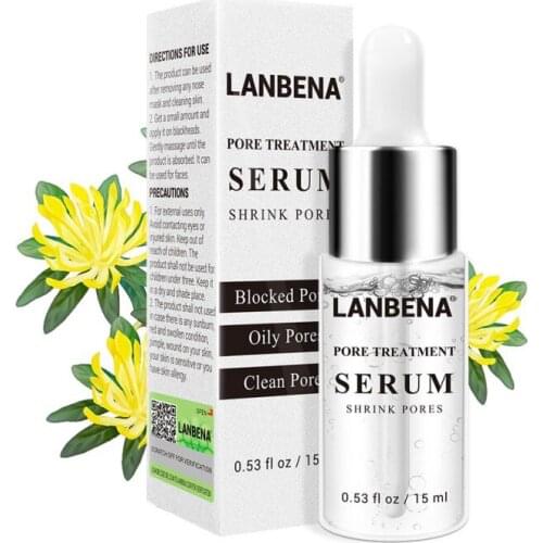 Pore Treatment Serum Shrink Pores Blackhead Remover Acne Spots Hyaluronic Acid Vitamin C Face Essence Skin Care 15ml