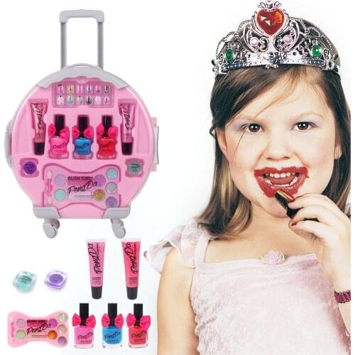 Kids Makeup Set Pretend Play Toys Non-toxic Washable Nail Polish Lipstick Cosmetics For Children Princess Dress Up Birthday Gift