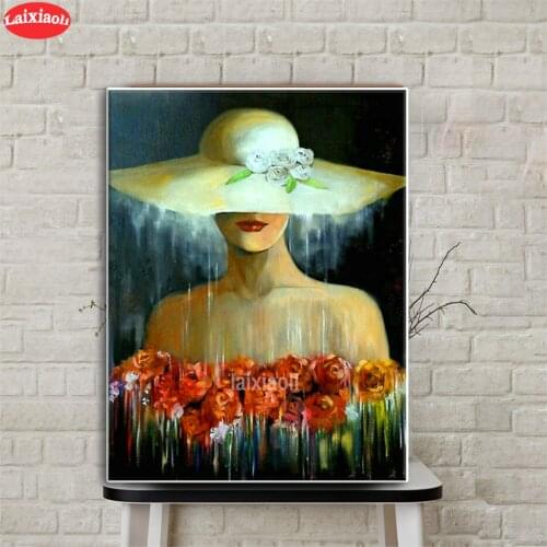DIY Diamond Painting Full Square Diamond 5D Hat art woman Embroidery Cross Stitch Rhinestone Mosaic Painting Home Decor puzzle