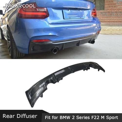 For BMW 2 Series F22 M sport 2014-2017 Carbon Fiber Rear Bumper Lip Diffuser Fin Shark Style Skid Plate Car Bumper Guard E Style
